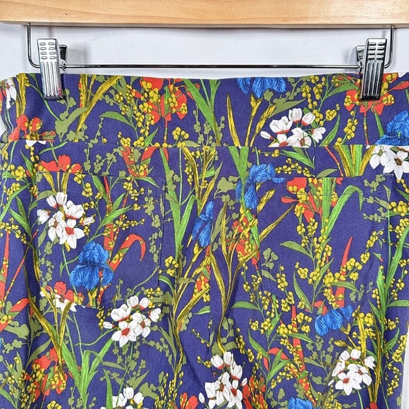 J McLaughlin Botanical Floral Cropped Pants Navy Pull On Stretch Size 6 - Picture 6 of 10